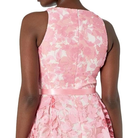 Tahari ASL Sleeveless Lace Overlay Flared Floral Skirt Party Dress, Size 10 - Picture 5 of 10